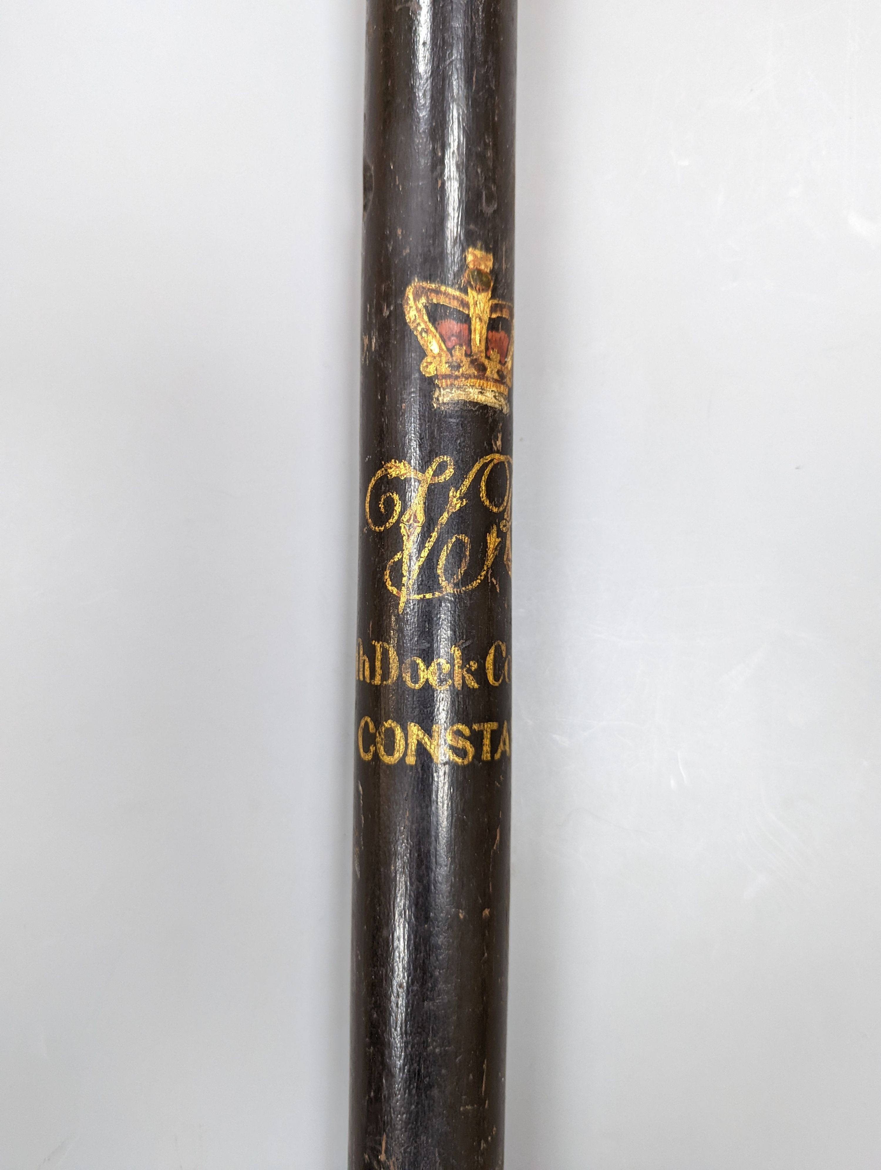 A Victorian Leith Dock Commission Constables staff or truncheon, 64cm long